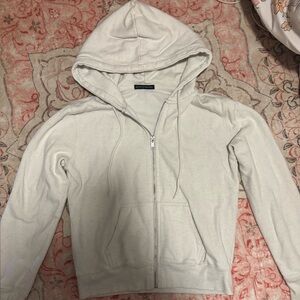 Brandy Melville White Zip-Up Hoodie